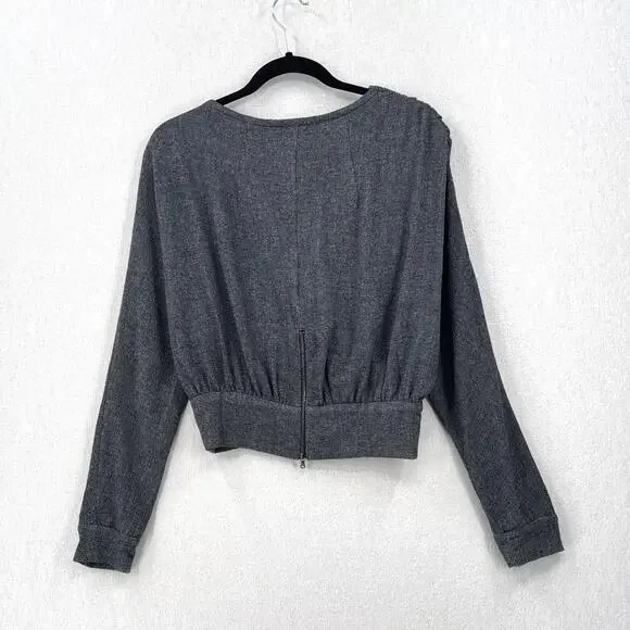 RACHEL COMEY Frances Top Womens 2 Navy Clarion Textured Wrap Long Sleeve Blouse - Picture 5 of 16